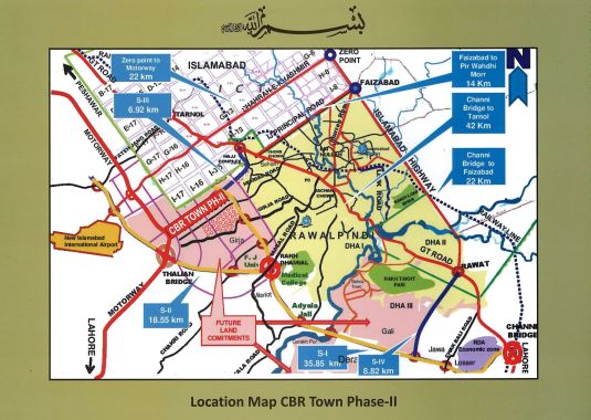 Location Map CBR Town Phase-II, Kot Kohlian, Rawalpindi.
